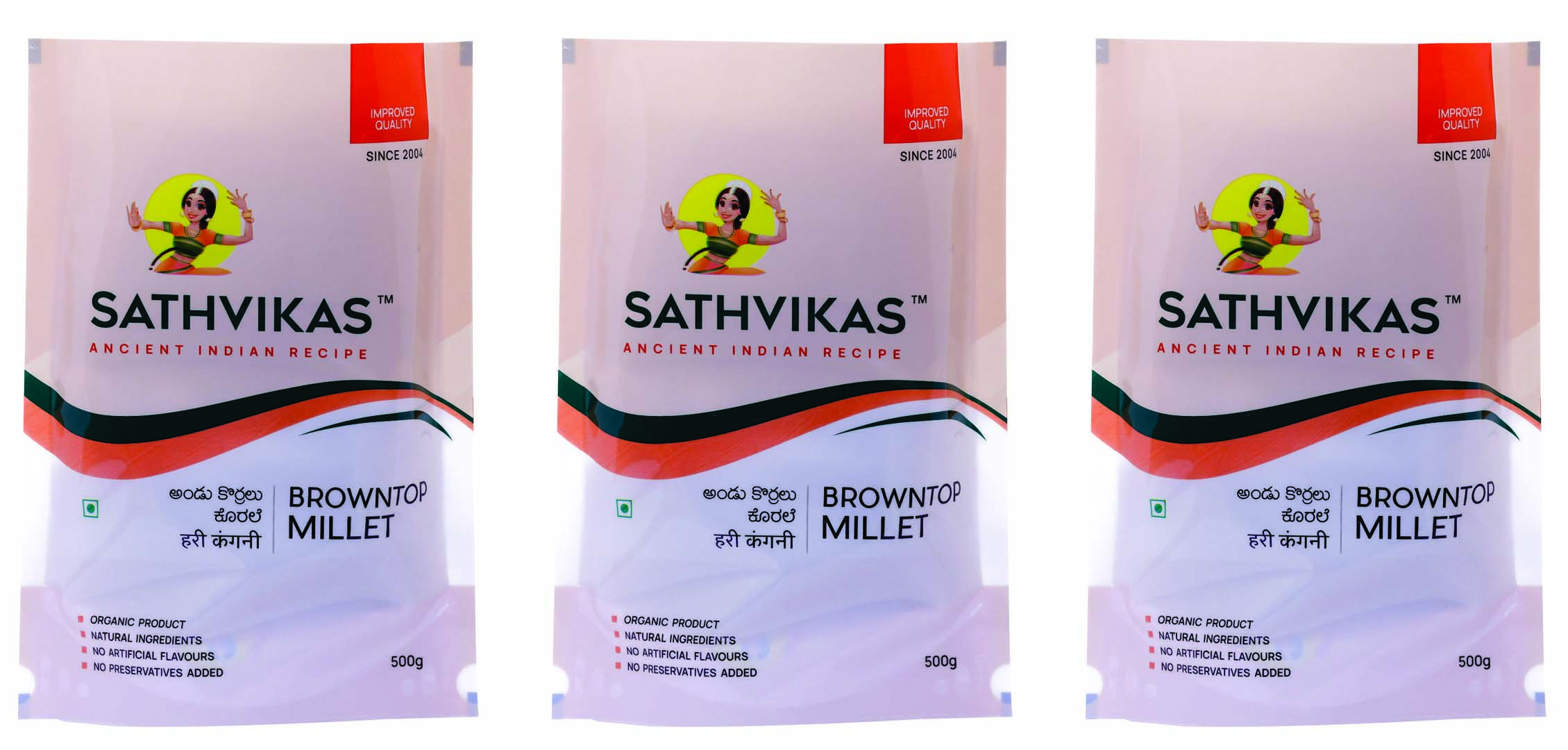 Sathvikas Andu Korralu / Brown Top Millet (500 grams) Pack Of 3.